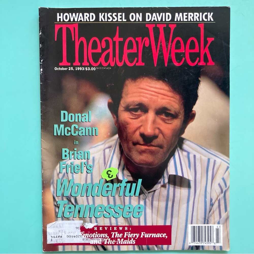 Donal McCann Theater Week Magazine October 25 1993 Mailing Labels Attached